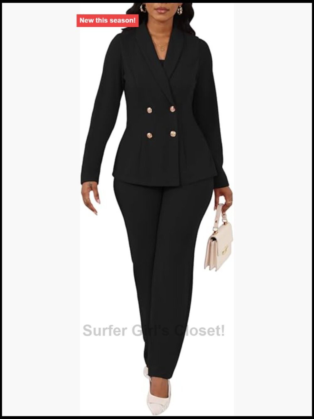 3 Piece Pant Suit Set Long Sleeve Blazer Business Casual Office Work